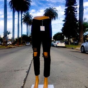 Just Black Denim High Rise super destroyed girlfriend Jeans Ripped NWT